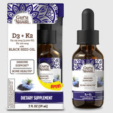 Natural Cold Pressed Black Seed Oil With Vitamin D3, K2 & E