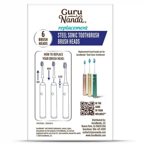 Steel Sonic Toothbrush Replacement Brush Heads – 6 Pack
