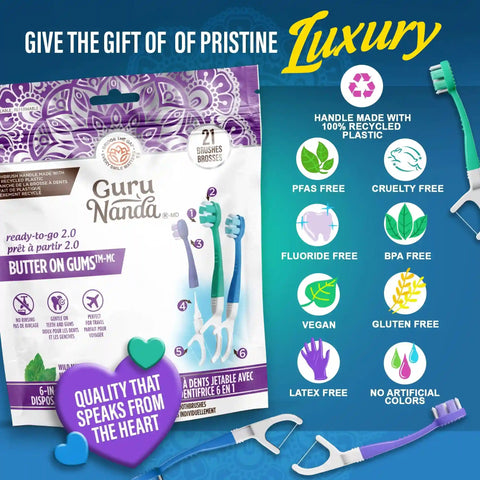 6-in-1 Ready to Go Butter on Gums Pre-Pasted Toothbrushes 2.0