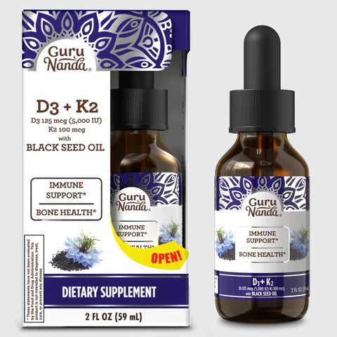 Natural Cold Pressed Black Seed Oil With Vitamin D3, K2 & E