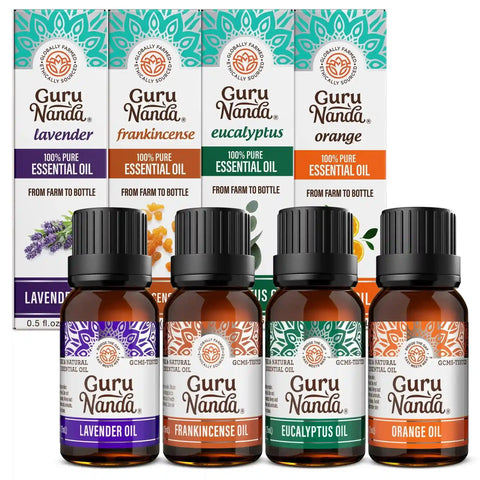 Four Essential Classics Set- Frankincense, Lavender, Eucalyptus, & Orange 4 x 15mL