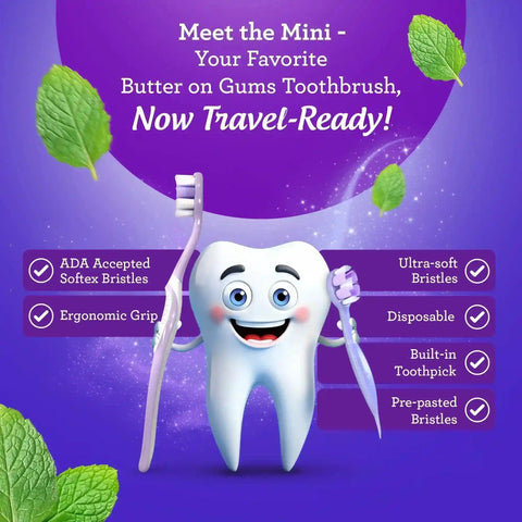 Ready-to-Go Butter on Gums Pre-Pasted Toothbrushes – 70 Count – 2 Pack